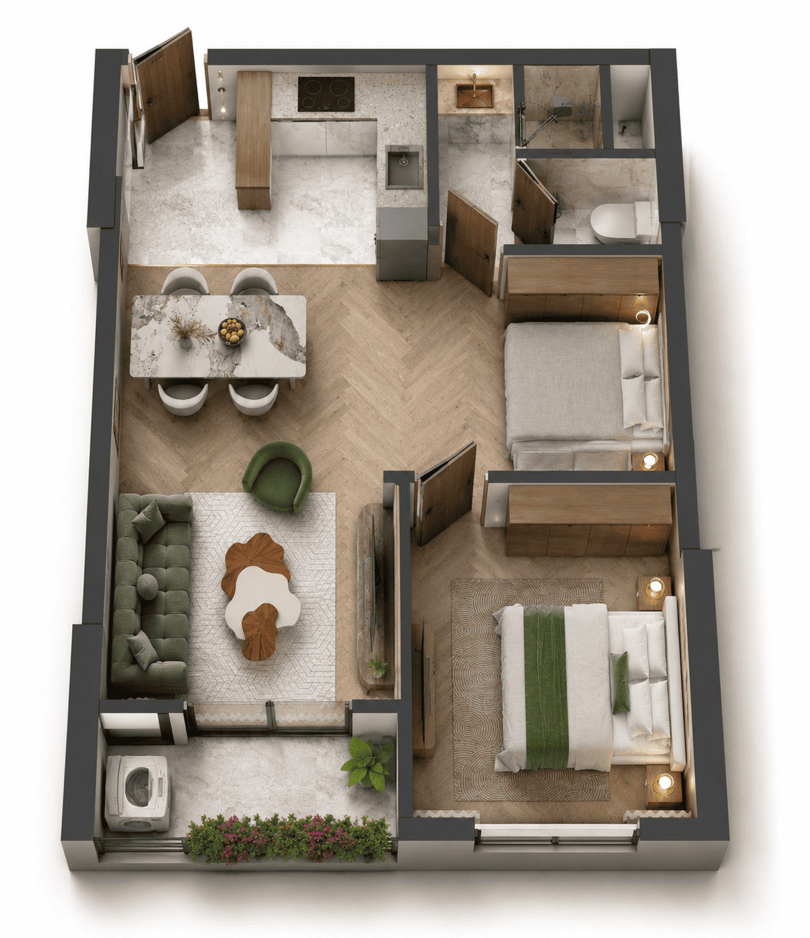 1BR+