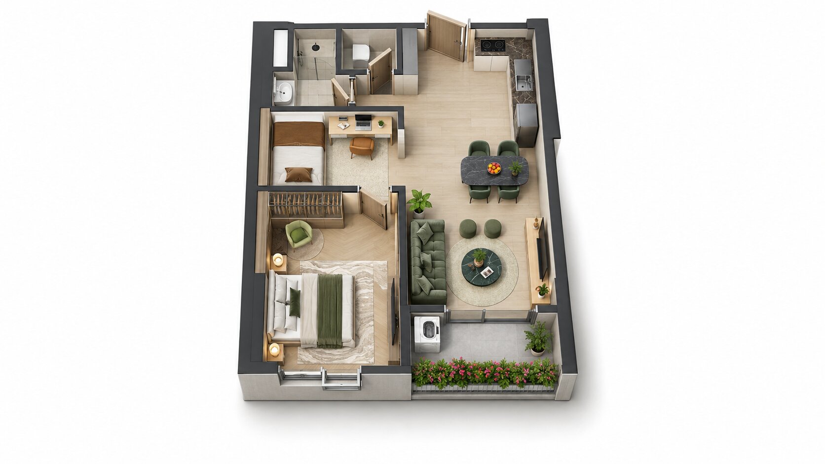 1BR+